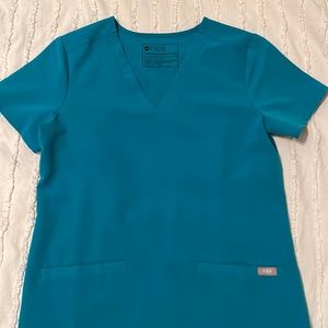 XXS FIGS teal Casma scrub top